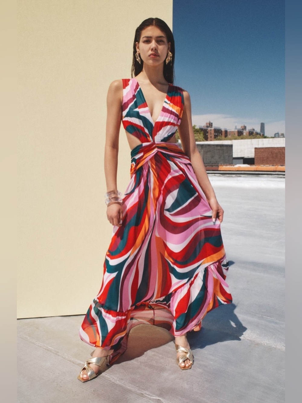 PatBO Delos Plunge‎ Maxi Dress Sz 2